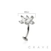 MULTI CZ MARQUISE FLOWER TOP 316L SURGICAL STEEL THREADLESS FLOATING BELLY BUTTON RING